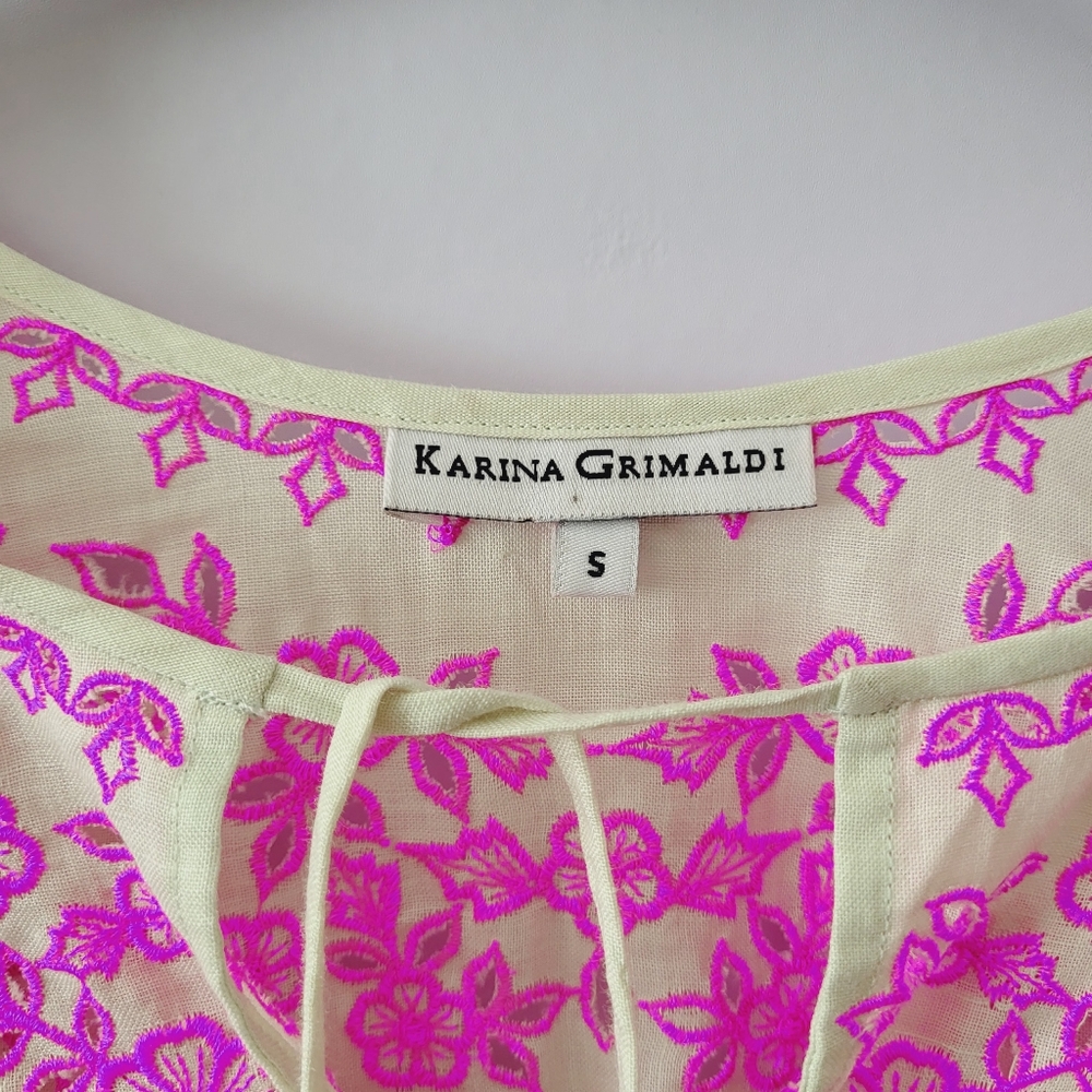 Karina Grimaldi Long Sleeve Floral Embroidered Top Small - Picture 6 of 7